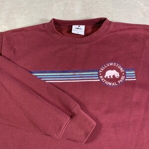 Prairie Mountain Sweatshirt Mens Medium Maroon Yellowstone National Park Graphic